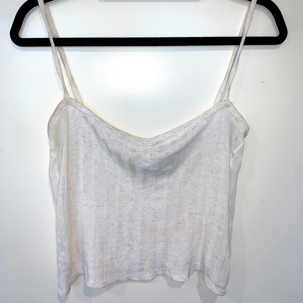 Reformation white heathered tank. Straight neckline with ruching
